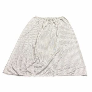 70s European Vintage Eurobella Jacquard Pinstripe Silky Slip Skirt (Ivory) XL/1X